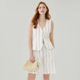 Linen Blend Striped Short