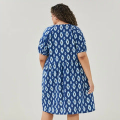 Women+ Linen Blend Puff Sleeve Dress