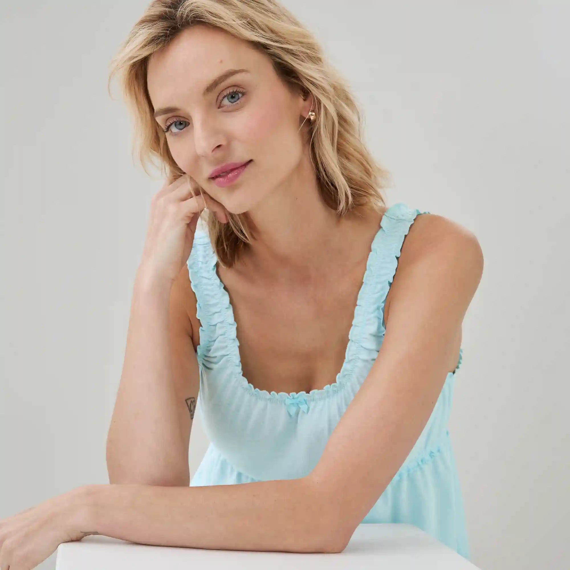 Ruffled Printed Sleep Tank