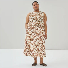 Women+ Linen Blend Printed Midi Skirt