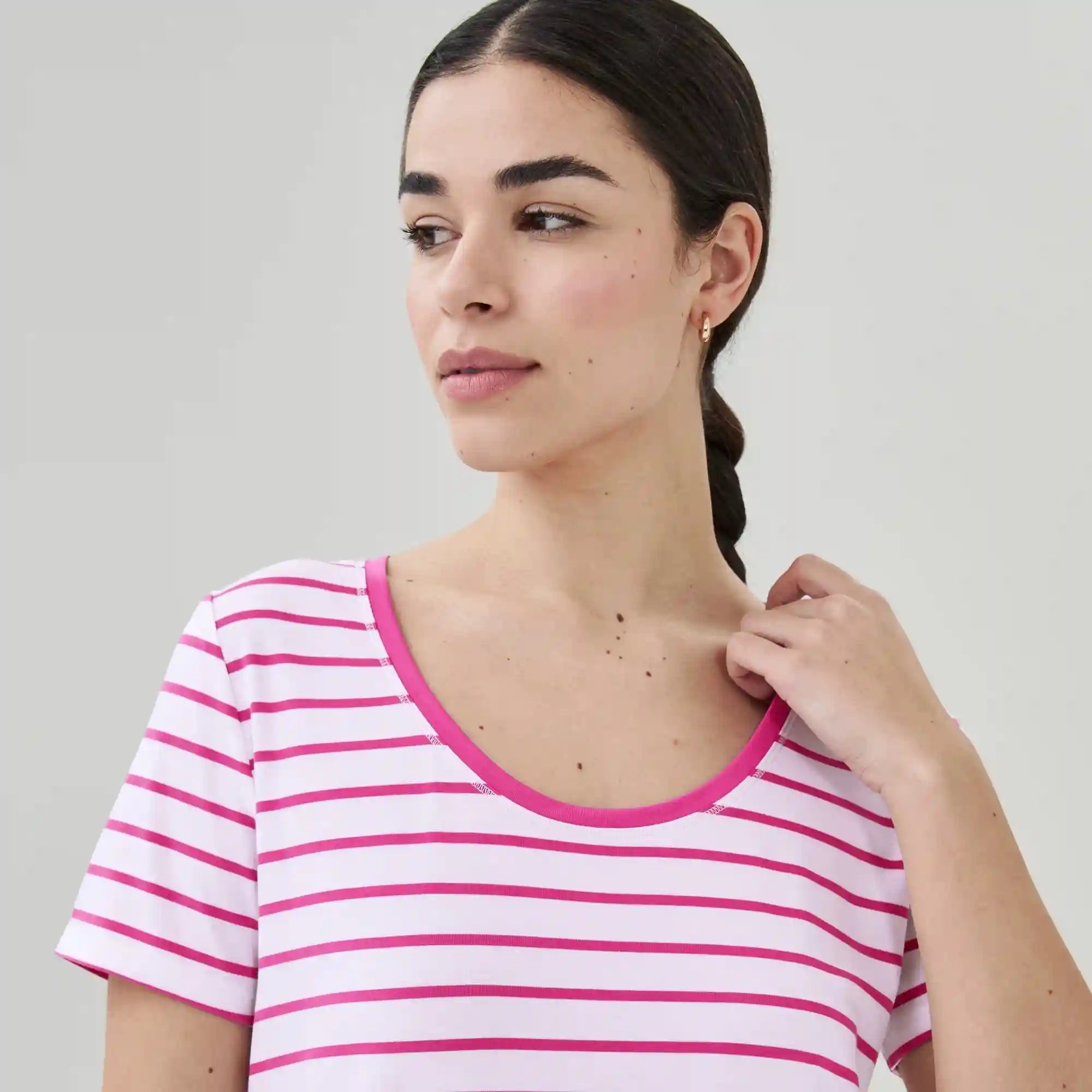 Active Striped Scoop Neck T-Shirt