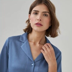 Plisse Satin Camp Shirt