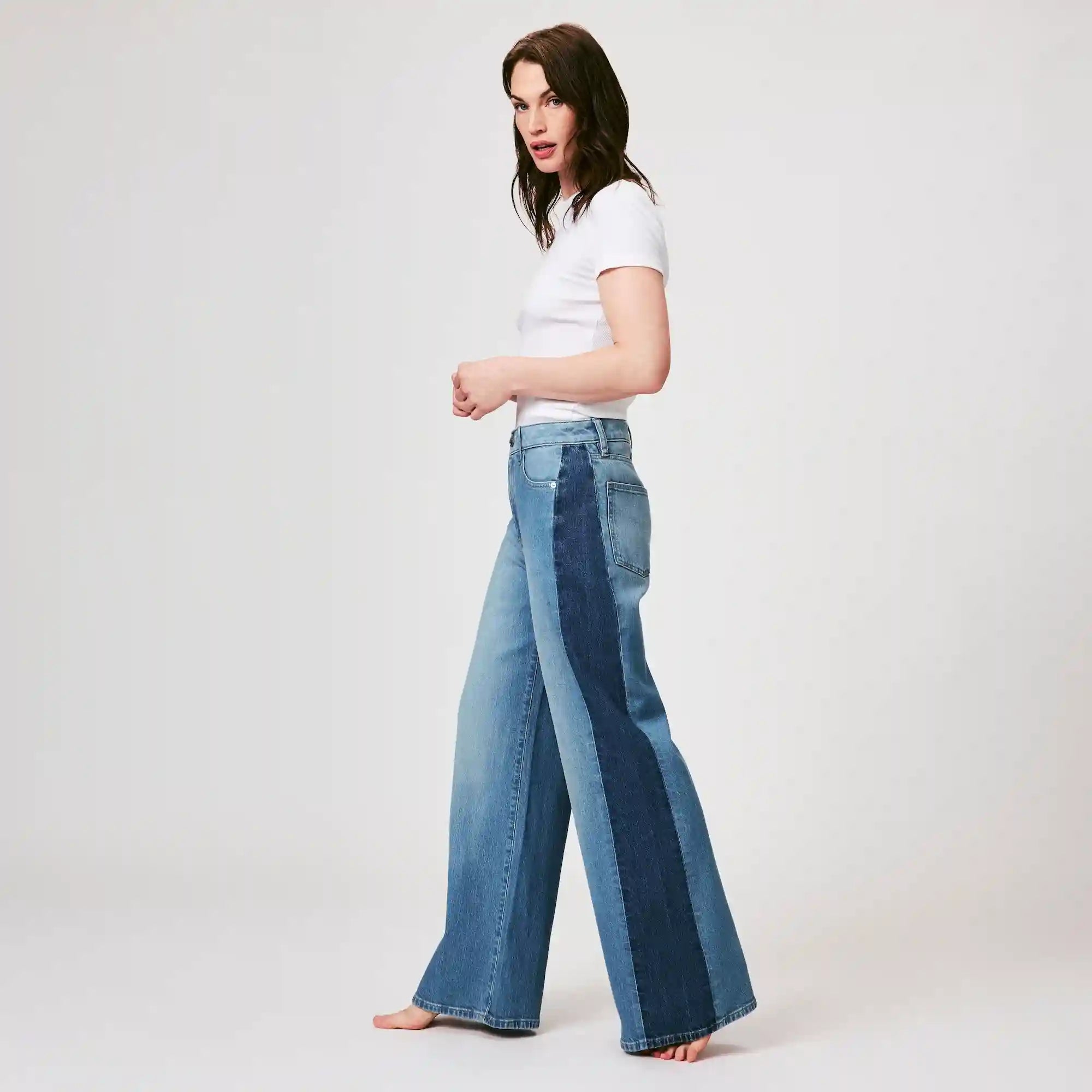 Two Tone Wide Leg Jean
