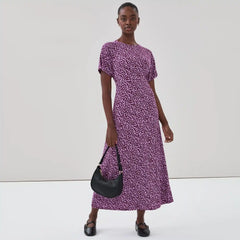Printed Dolman Sleeve Midi Dress