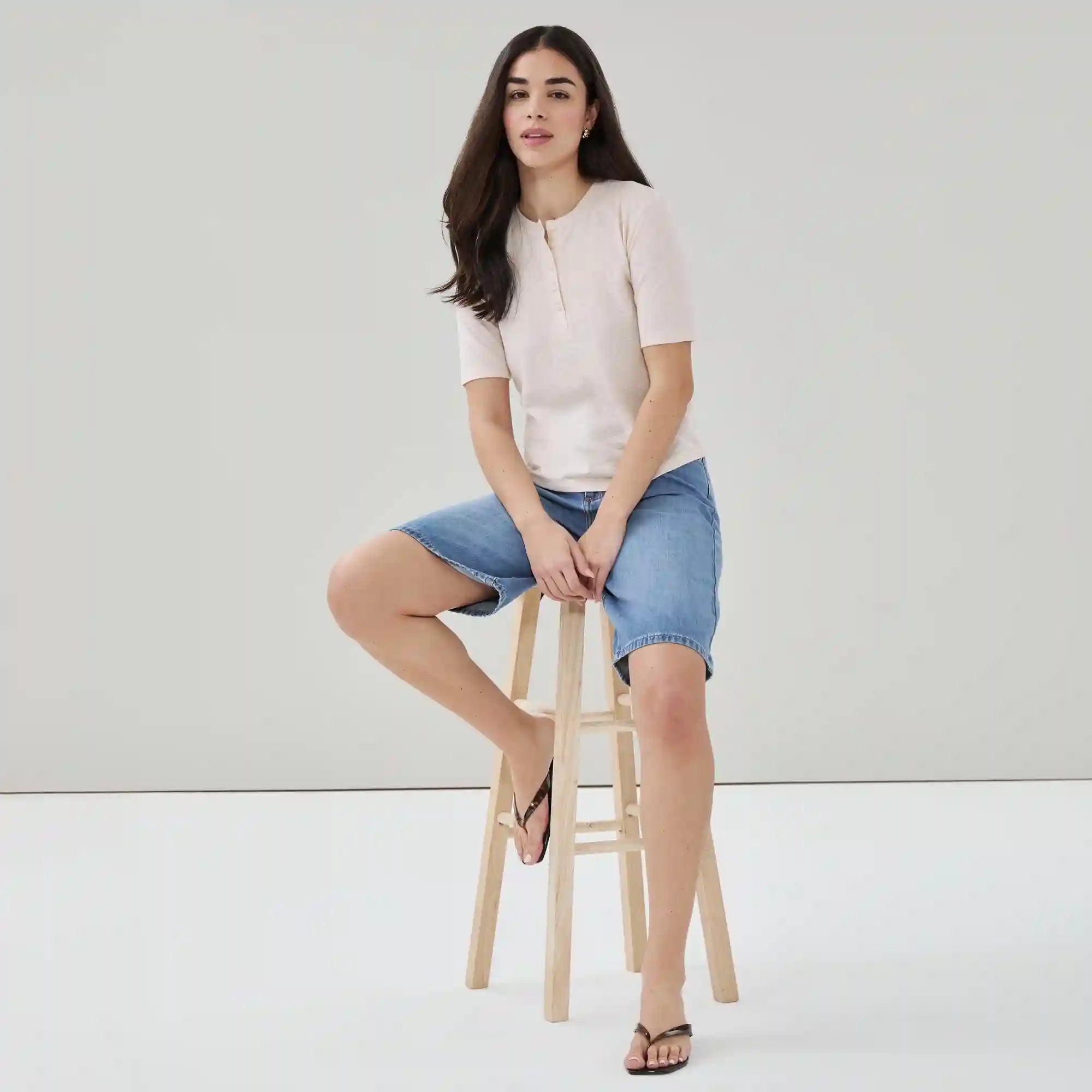 Linen Blend Henley T-Shirt