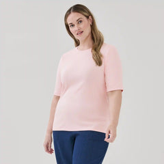 Women+ Ribbed Quarter Sleeve T-Shirt