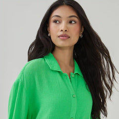 Gauze Button-Up Cover-Up
