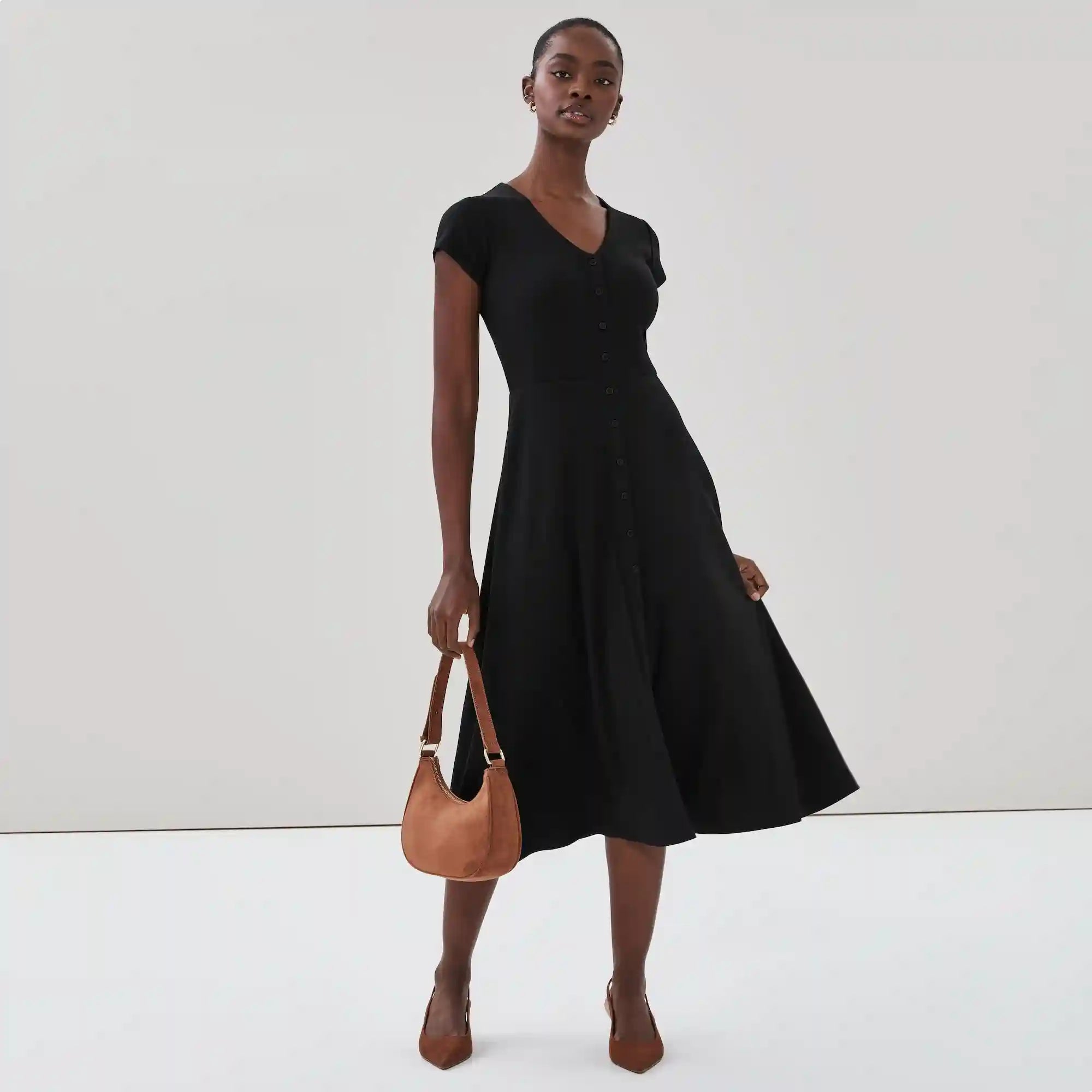 Button Front Midi Dress