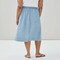 Women+ Chambray Light Wash Midi Skirt