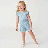 Toddler Girls' Chambray Ruffled Romper