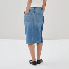 Denim Two Tone Midi Skirt