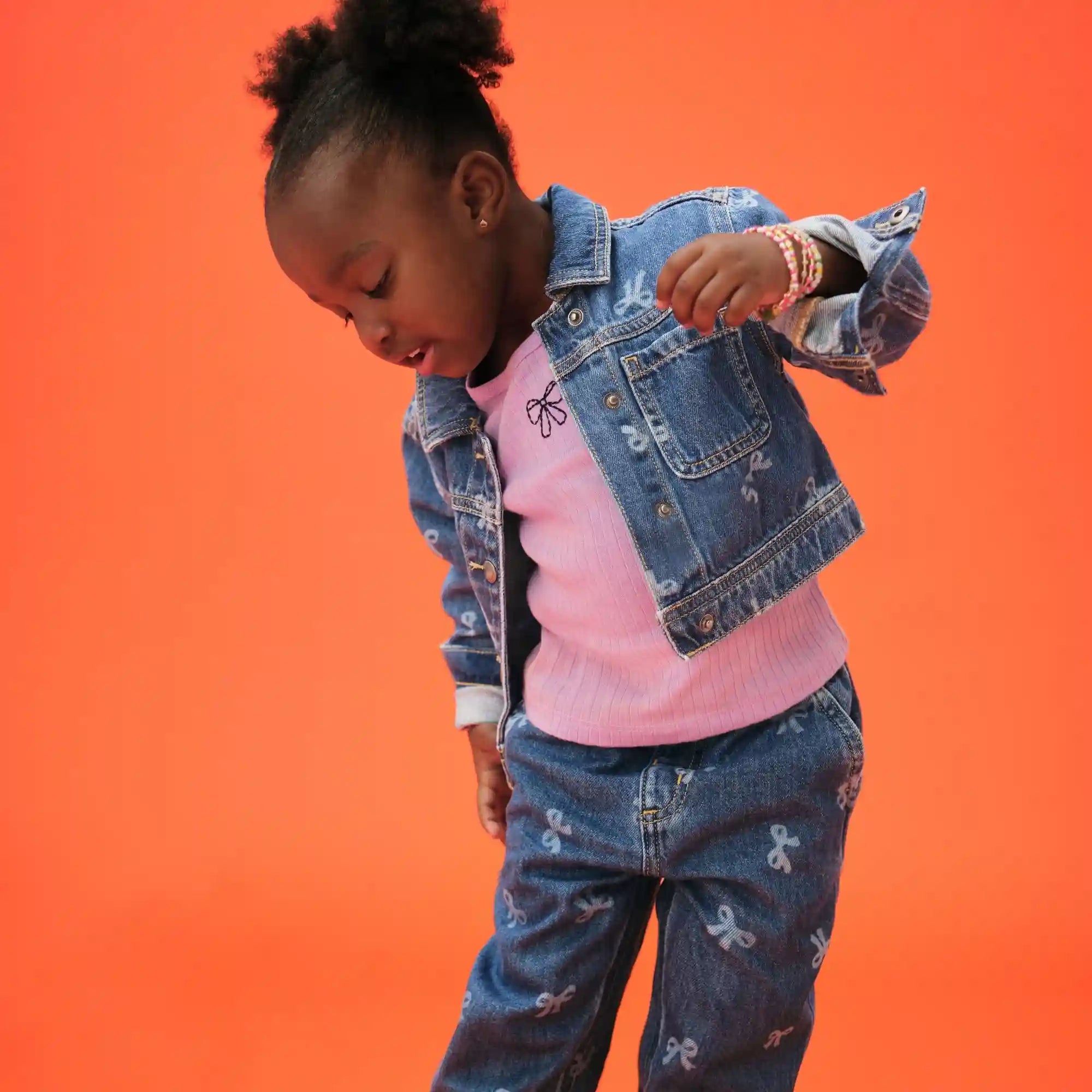Toddler Girls' Denim Printed Jean