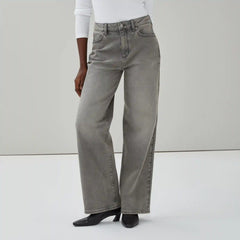 Grey Wash High Rise Wide Leg Jean