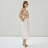 Linen Blend Midi Skirt