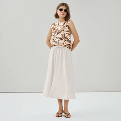 Linen Blend Midi Skirt