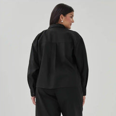 Women+ Linen Cotton Cropped Long Sleeve Shirt