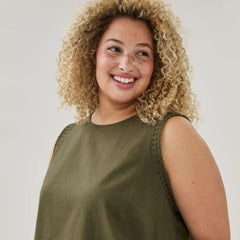 Women+ Linen Cotton Midi Shift Dress