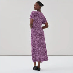 Printed Dolman Sleeve Midi Dress