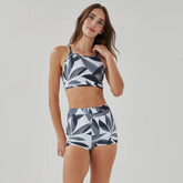 Printed High Neck Swim Top