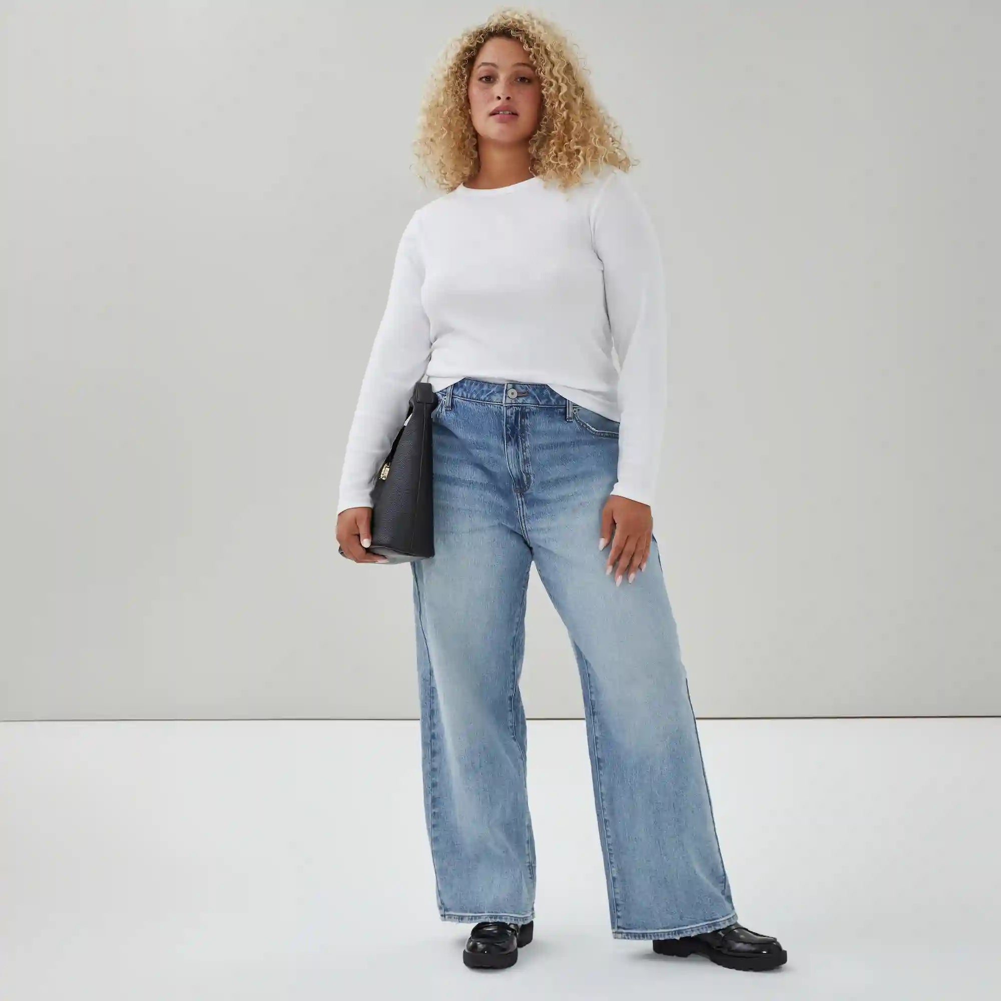 Women+ Medium Wash High Rise Wide Leg Jean