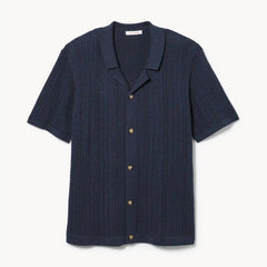 Men's Striped Button-Up Polo Sweater