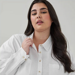 Women+ Oversized Linen Cotton Button-Up Shirt