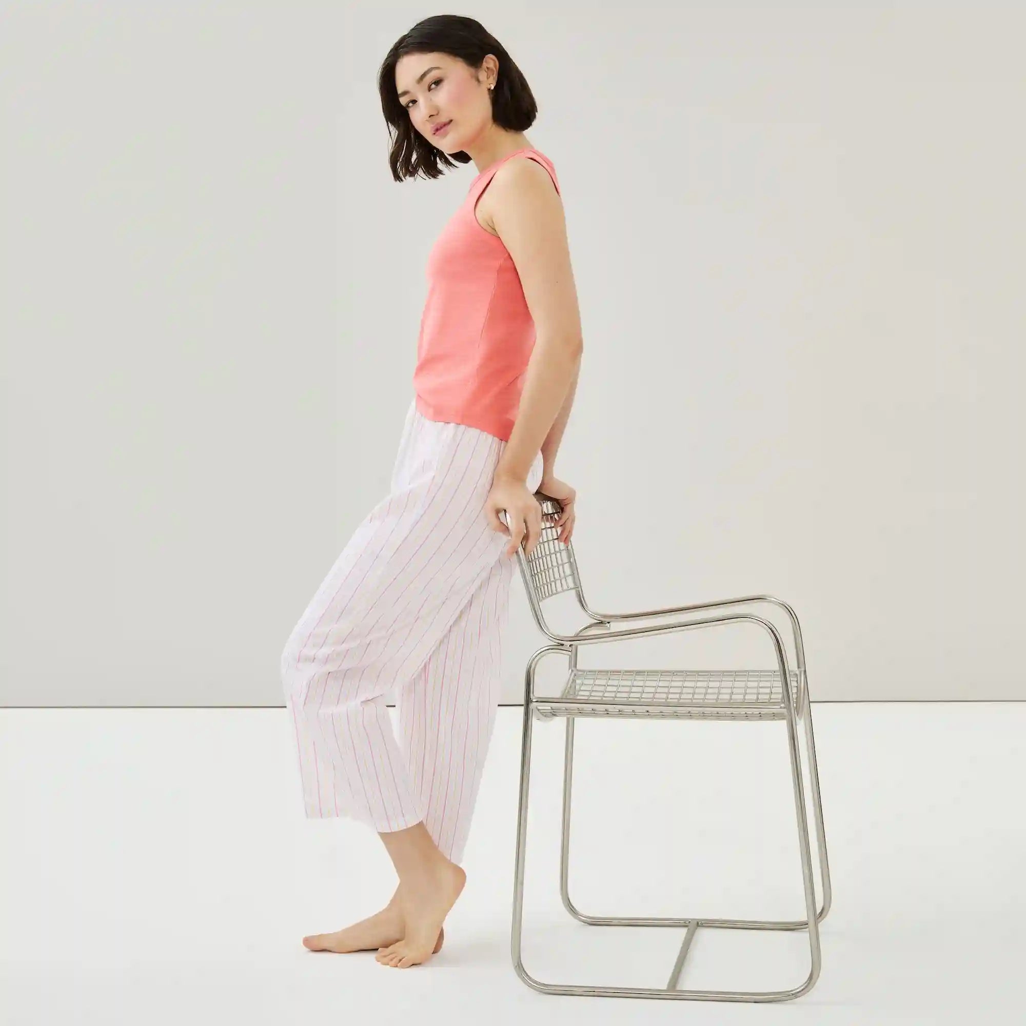 Seersucker Cropped Sleep Pant