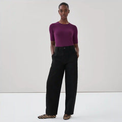 Ribbed Quarter Sleeve T-Shirt