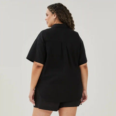 Women+ Linen Cotton Button-Up Shirt