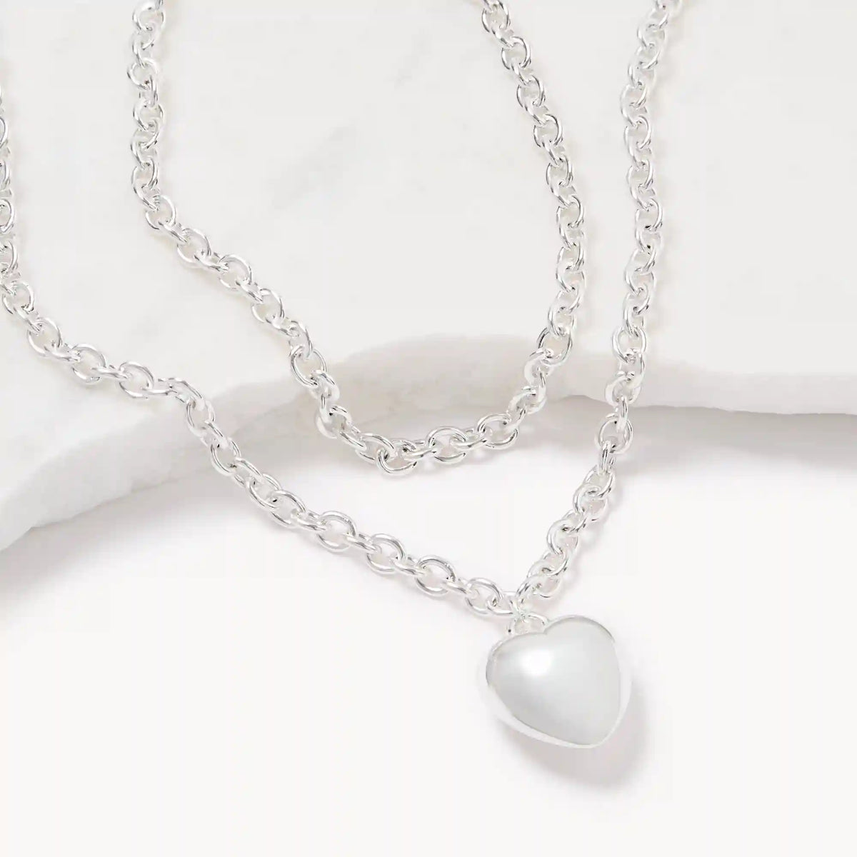 2-Piece Heart Pendant Layered Necklace Set