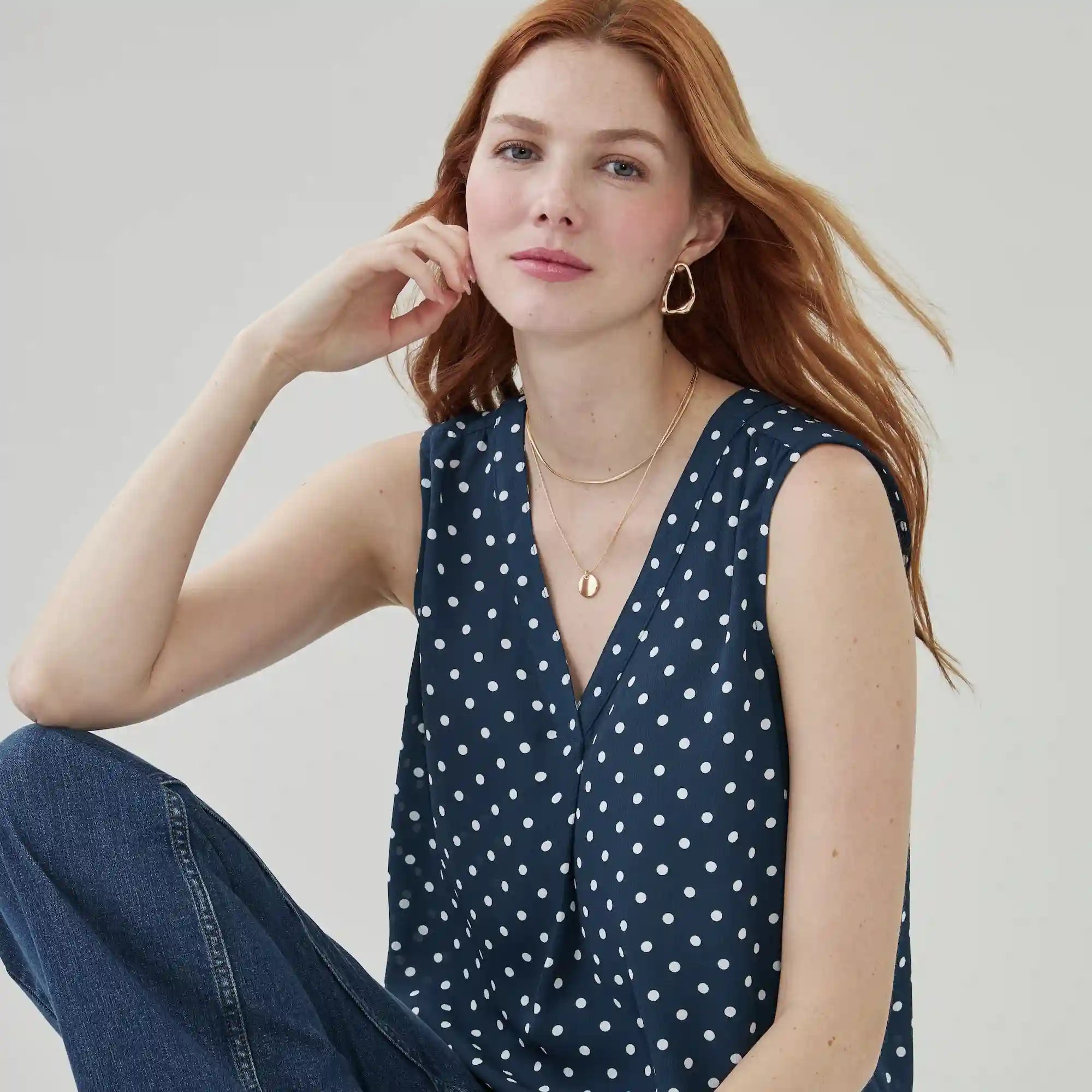 Printed V-Neck Tank Top