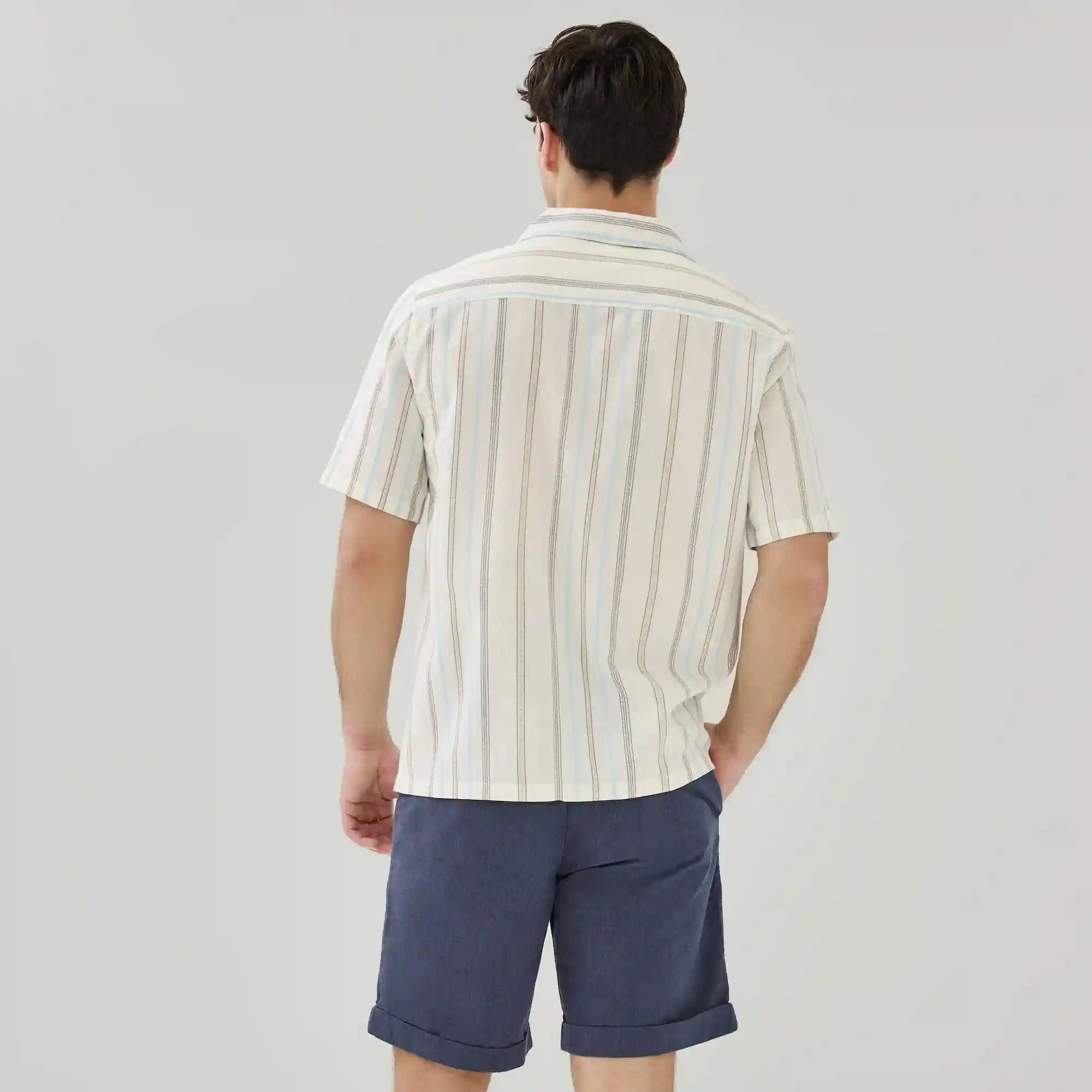 Men's Striped Button-Up Shirt