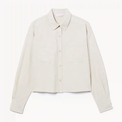 Linen Cotton Cropped Long Sleeve Shirt