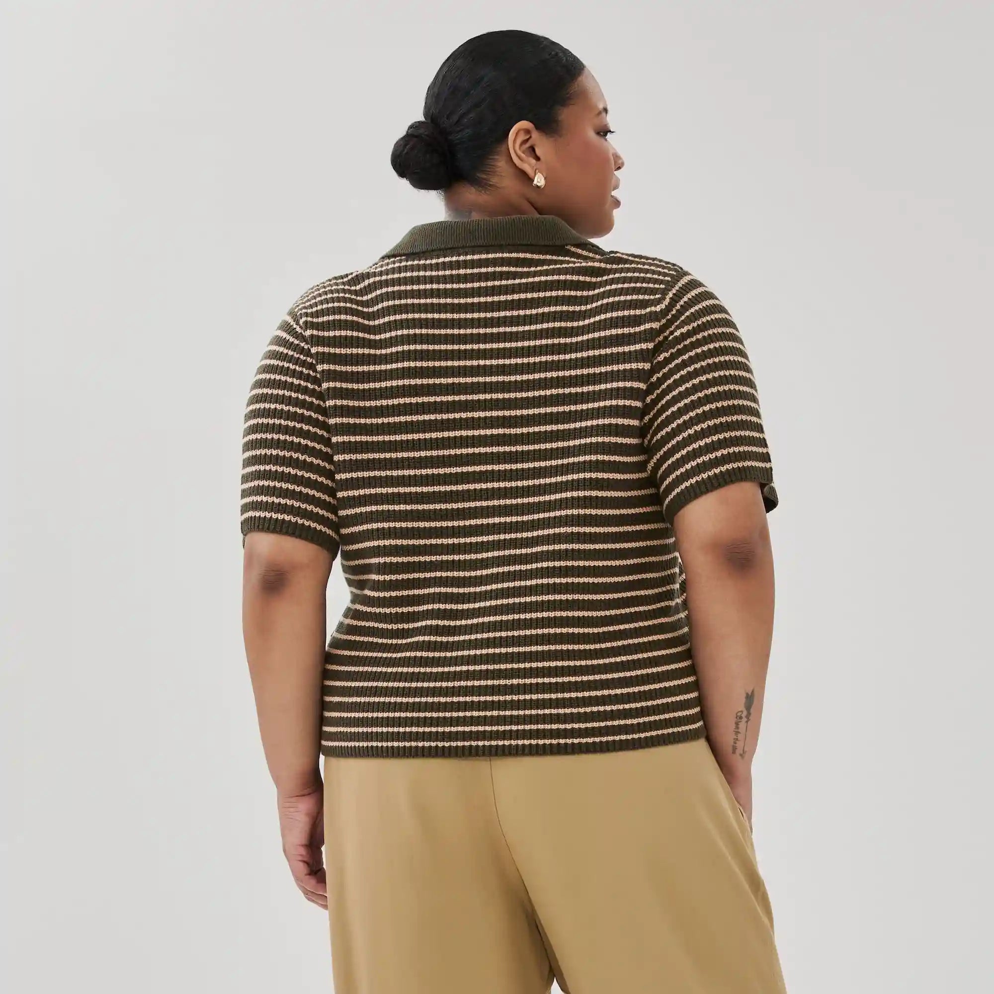 Women+ Striped Polo Cardigan
