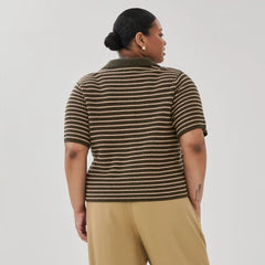 Women+ Striped Polo Cardigan