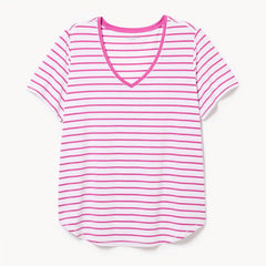Women+ Active Striped V-Neck T-Shirt