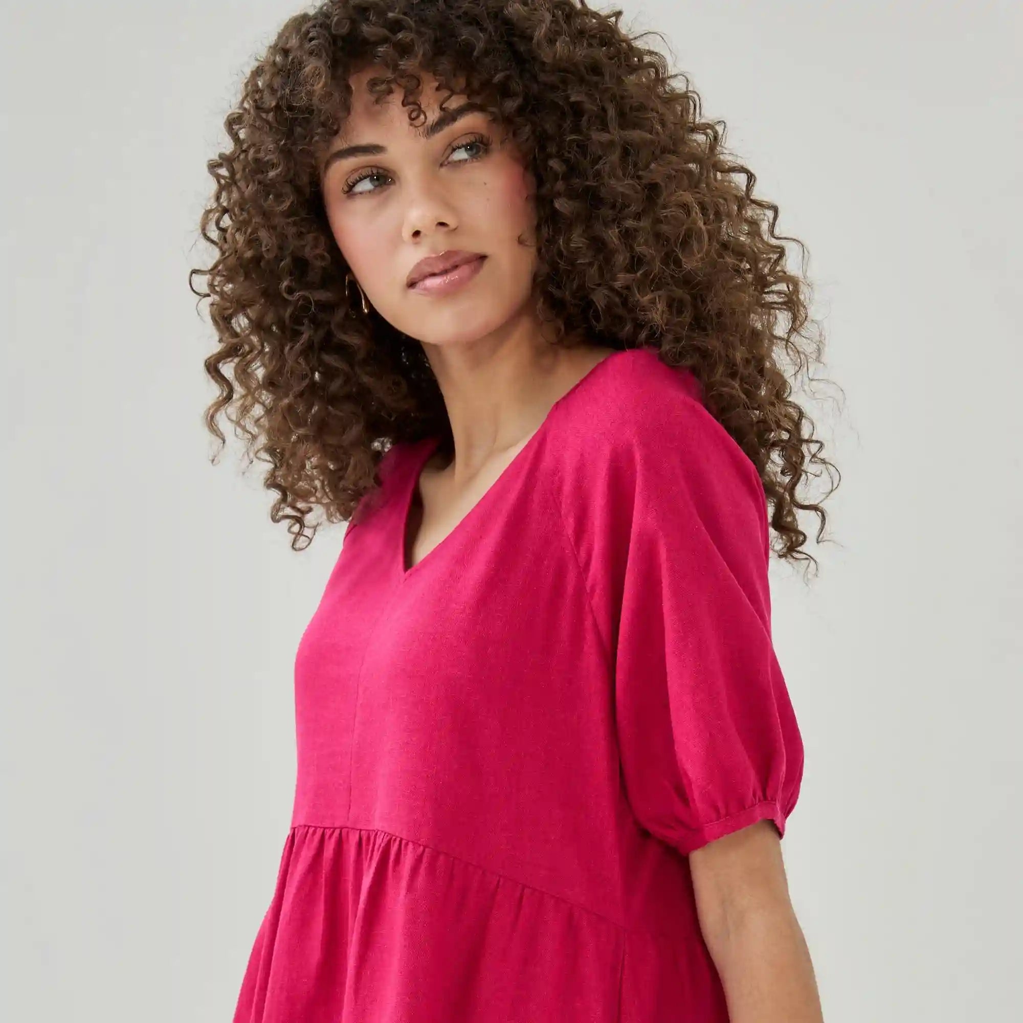 Puff Sleeve Midi Dress