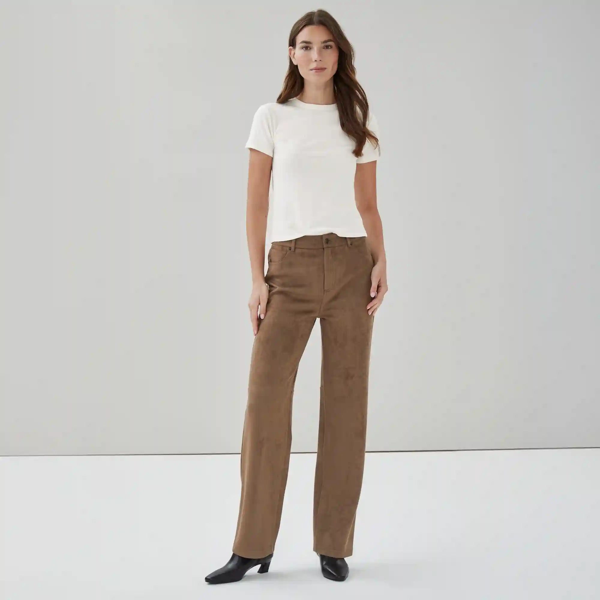 Faux Suede Wide Leg Pant