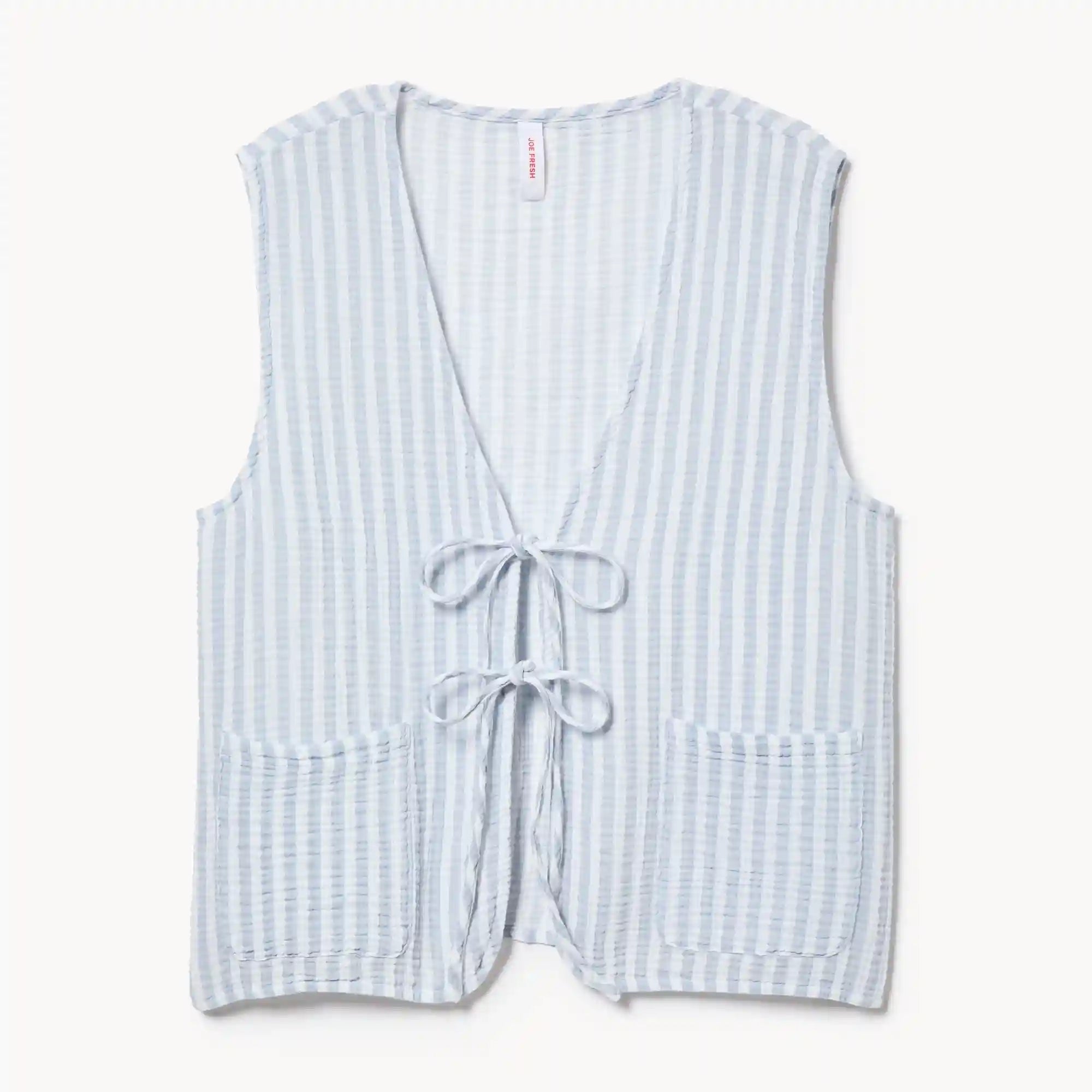 Crinkle Gauze Striped Tie Top