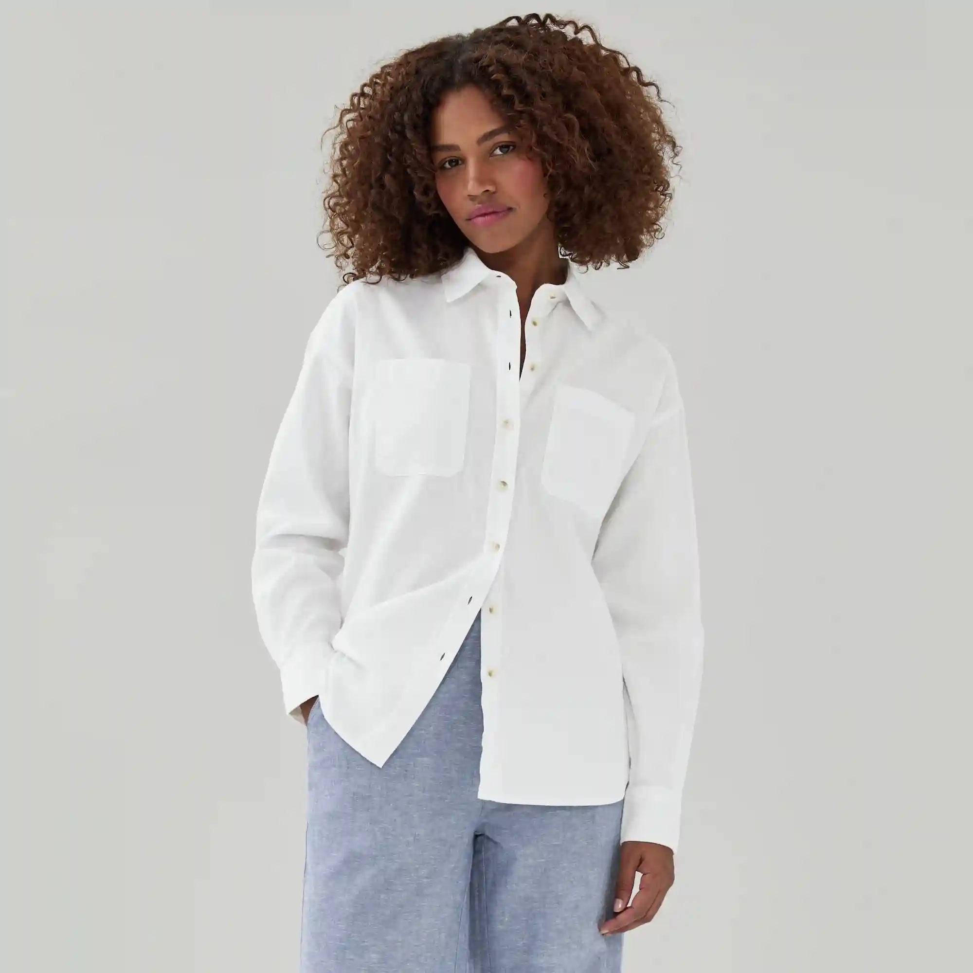 Oversized Linen Cotton Button-Up Shirt
