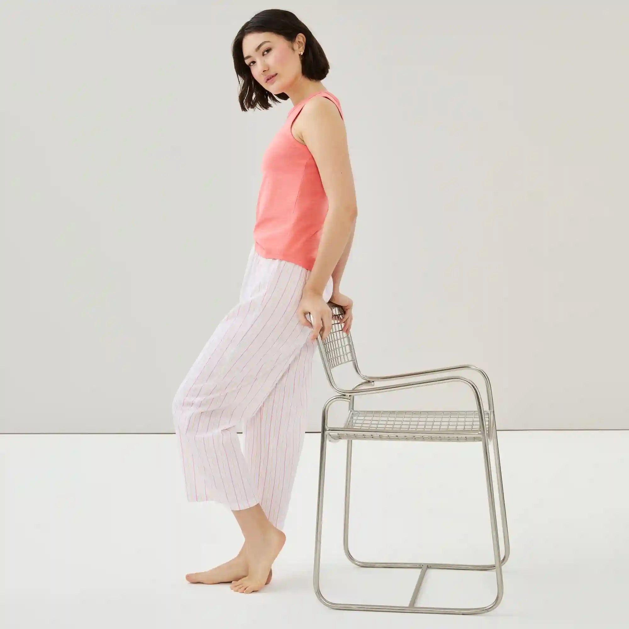 Seersucker Cropped Sleep Pant