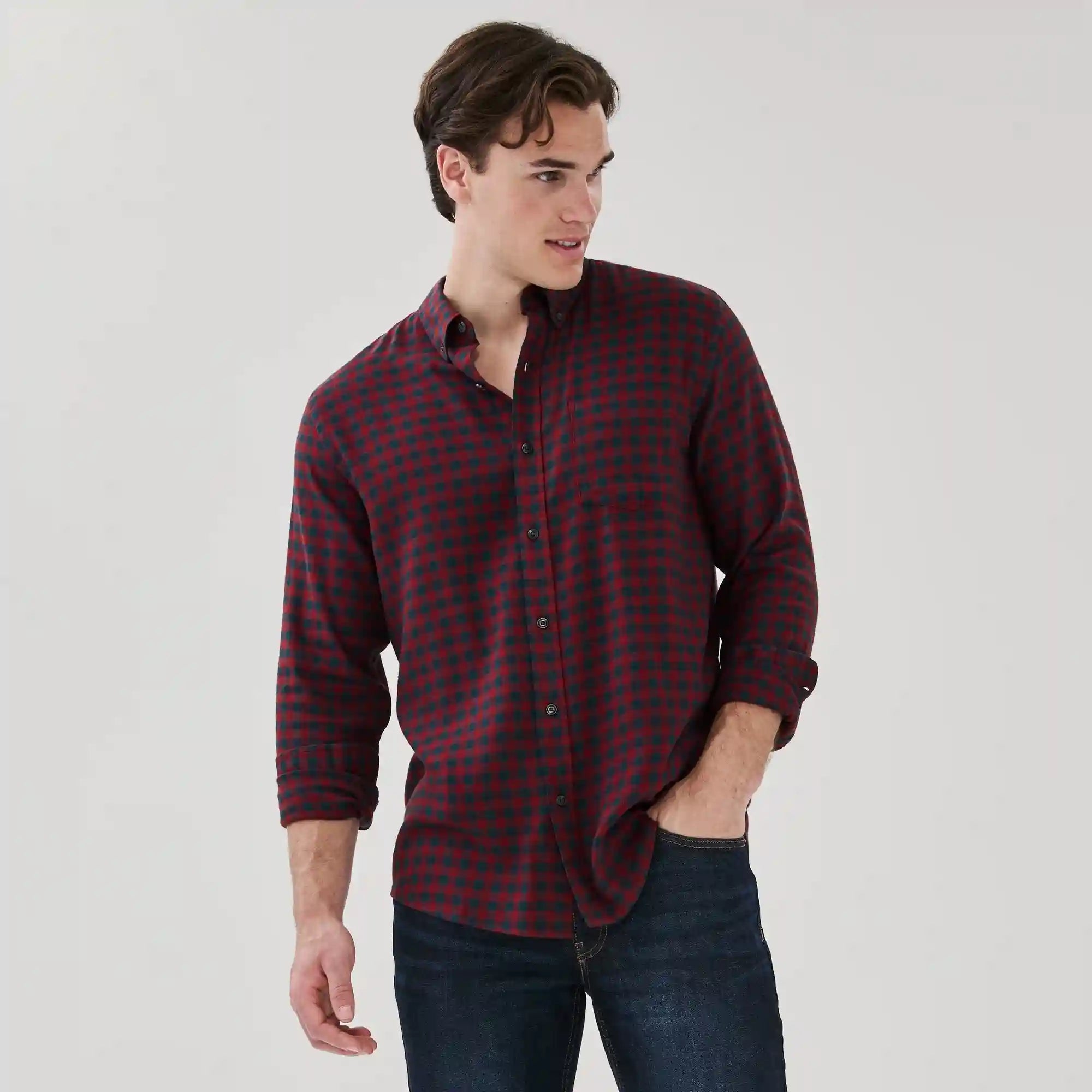 Men's Flannel Button-Down Shirt