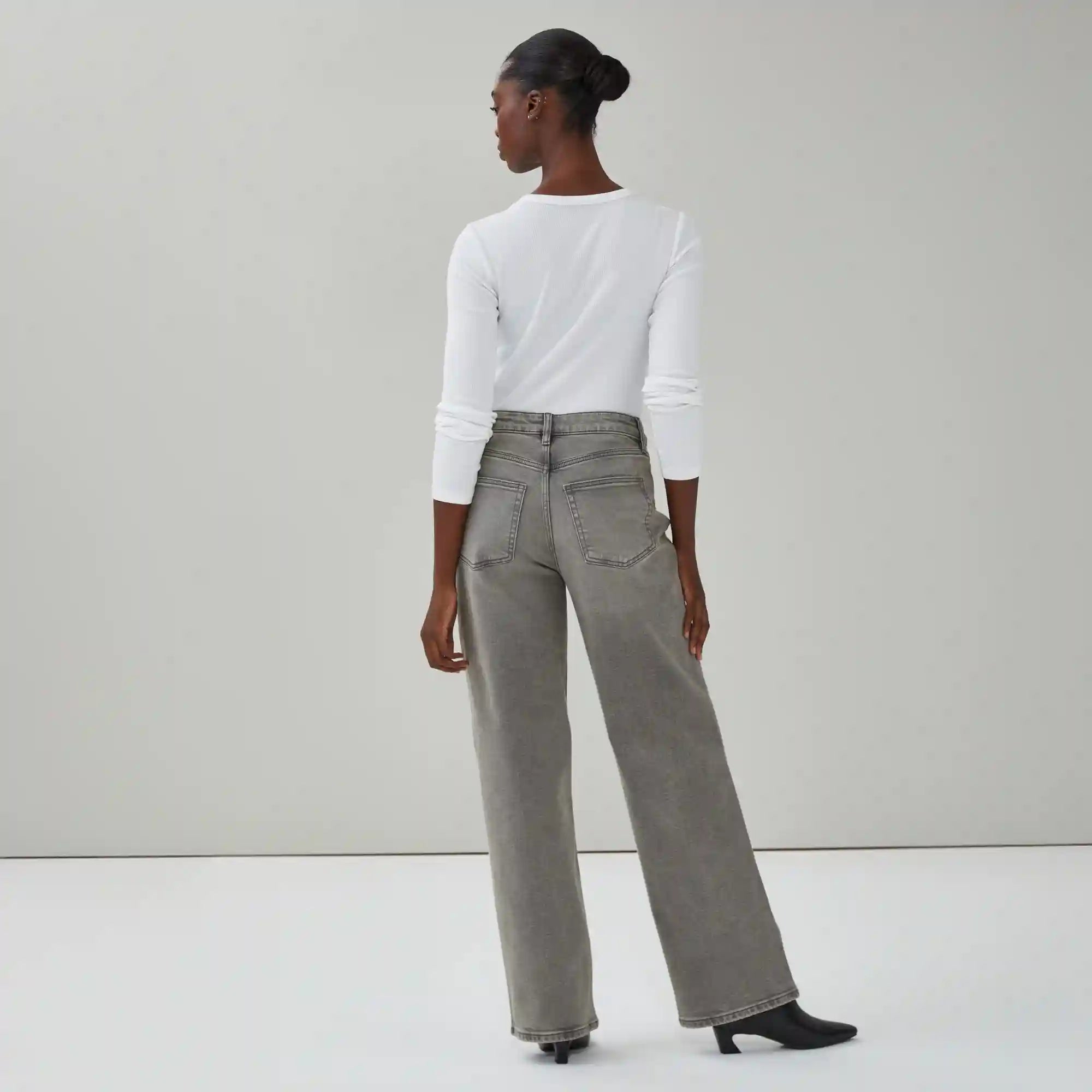 Grey Wash High Rise Wide Leg Jean