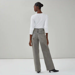 Grey Wash High Rise Wide Leg Jean