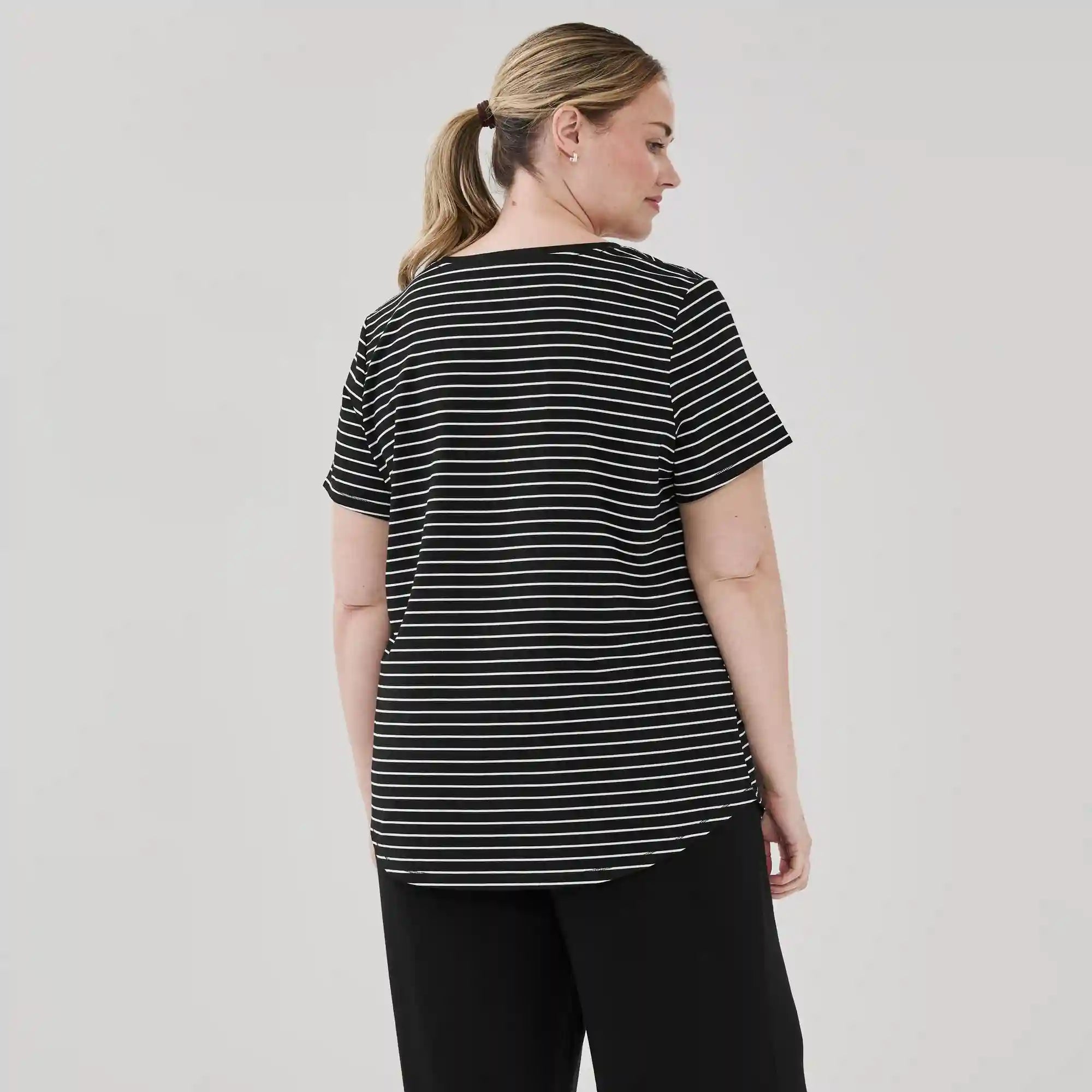 Women+ Active V-Neck Striped T-Shirt