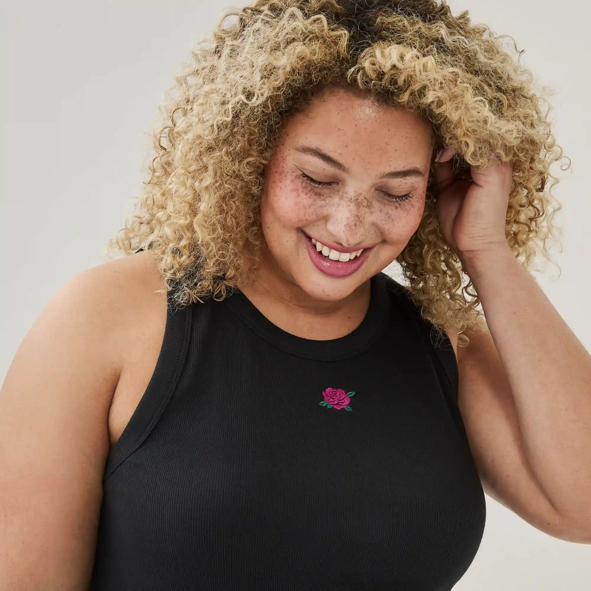 Women+ Embroidered Ribbed Tank