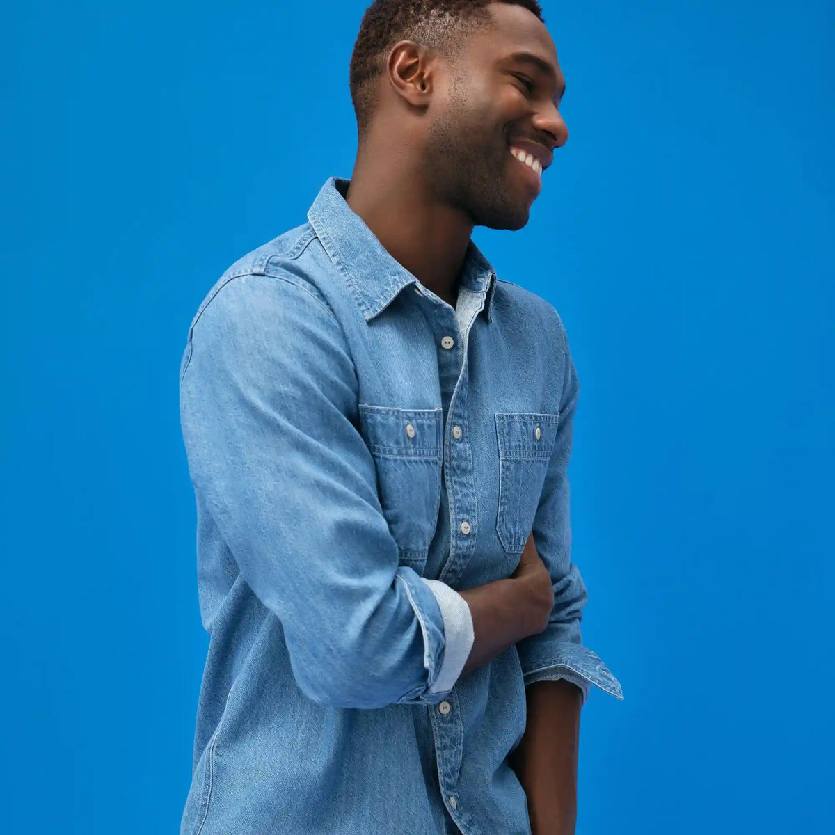 Men's Denim Button-Up Shirt