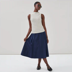 Funnel Neck Striped Top