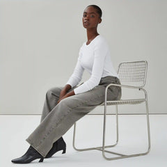 Grey Wash High Rise Wide Leg Jean