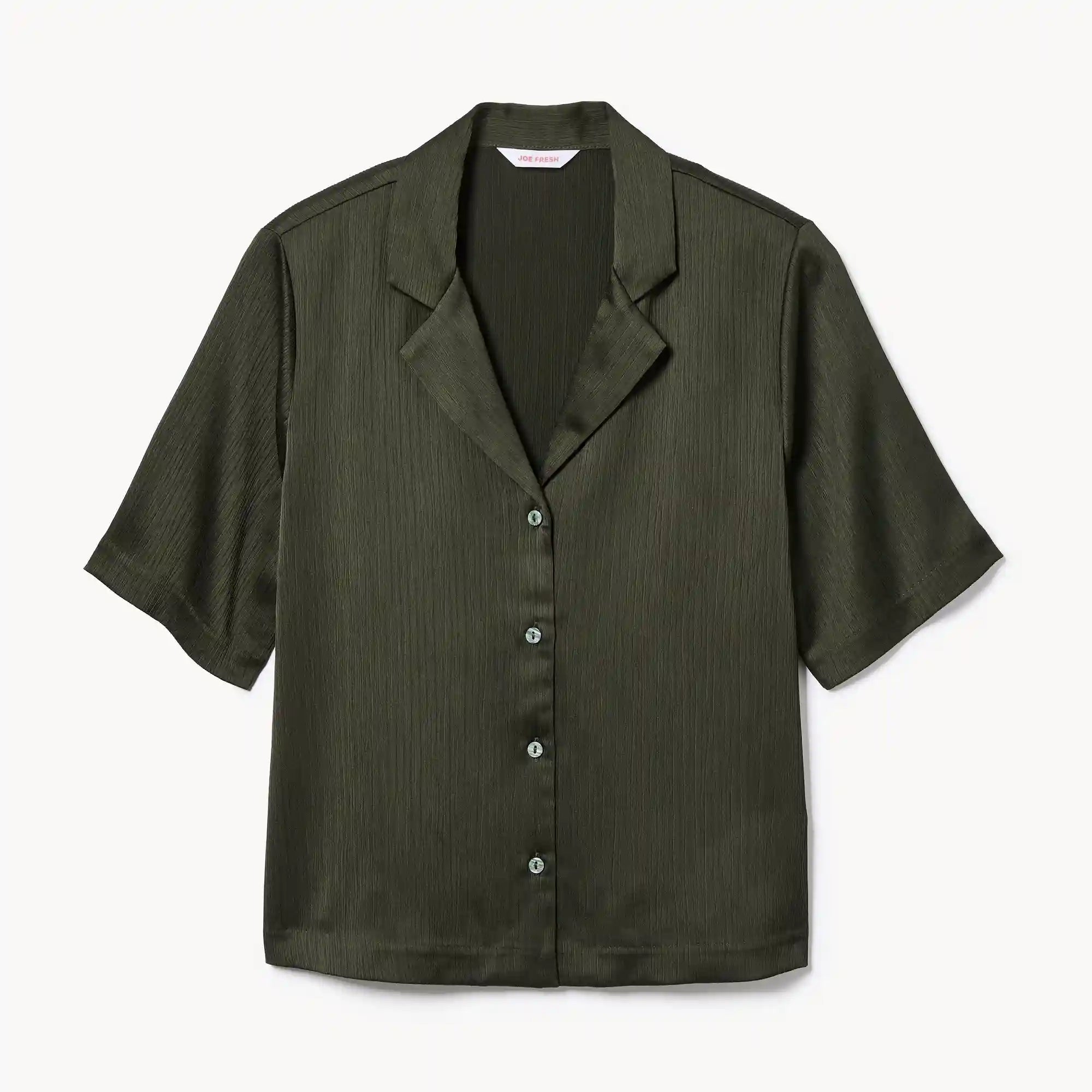 Plisse Satin Camp Shirt